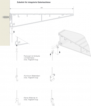 Haken für Galerieschiene Alu 220