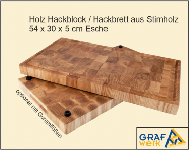 Esche Hackbrett Stirnholz 54 x 30 x 4 cm