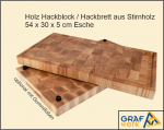 Esche Hackbrett Stirnholz 54 x 30 x 5 cm