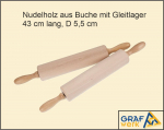 Nudelholz aus Buche mit Gleitlager 43 cm lang, D 5,5 cm
