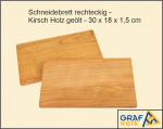 Schneidebrett rechteckig - Kirsch Holz geölt - 30 x 18 x 1,5 cm